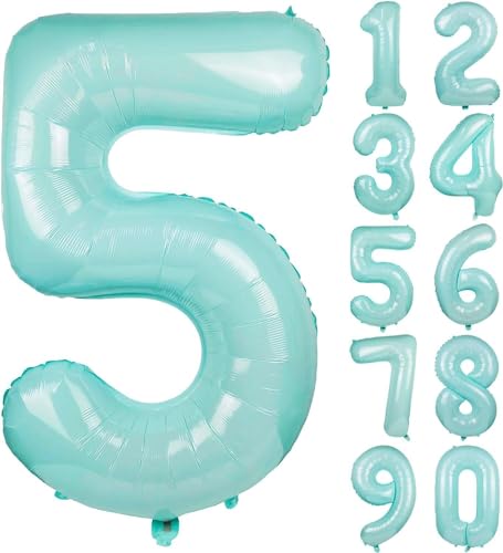 Folienballons * Macaron-Farben * als Zahlen Deko für Geburtstag und Party | XXL-Größe: 100cm | Zahl Luftballons Ballons Folienballon Ballondeko Kindergeburtstag, Edition: Mint-Blau Zahl 5 Folienballons * Macaron-Farben * als Zahlen Deko für Geburtstag und Party | XXL-Größe: 100cm | Zahl Luftballons Ballons Folienballon Ballondeko Kindergeburtstag, Edition: Mint-Blau Zahl 5 von Carpeta