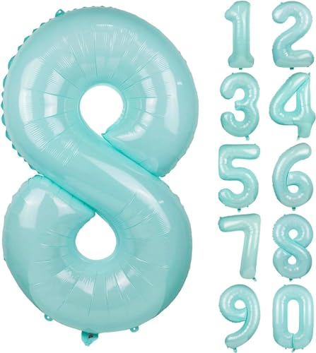 Folienballons * Macaron-Farben * als Zahlen Deko für Geburtstag und Party | XXL-Größe: 100cm | Zahl Luftballons Ballons Folienballon Ballondeko Kindergeburtstag, Edition: Mint-Blau Zahl 8 Folienballons * Macaron-Farben * als Zahlen Deko für Geburtstag und Party | XXL-Größe: 100cm | Zahl Luftballons Ballons Folienballon Ballondeko Kindergeburtstag, Edition: Mint-Blau Zahl 8 von Carpeta