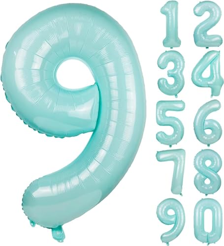 Folienballons * Macaron-Farben * als Zahlen Deko für Geburtstag und Party | XXL-Größe: 100cm | Zahl Luftballons Ballons Folienballon Ballondeko Kindergeburtstag, Edition: Mint-Blau Zahl 9 Folienballons * Macaron-Farben * als Zahlen Deko für Geburtstag und Party | XXL-Größe: 100cm | Zahl Luftballons Ballons Folienballon Ballondeko Kindergeburtstag, Edition: Mint-Blau Zahl 9 von Carpeta