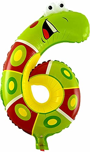 Folienballons * Wilde Tiere * in Zahl 0 bis 9 als Deko für Geburtstag und Party | 44-55cm groß | Kinder Zahlen Kindergeburtstag Partydeko Folienballon Hund Affe Tiger Safari, Edition: 6. Geburtstag von Carpeta