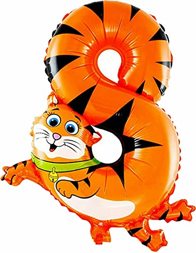 Folienballons * Wilde Tiere * in Zahl 0 bis 9 als Deko für Geburtstag und Party | 44-55cm groß | Kinder Zahlen Kindergeburtstag Partydeko Folienballon Hund Affe Tiger Safari, Edition: 8. Geburtstag von Carpeta