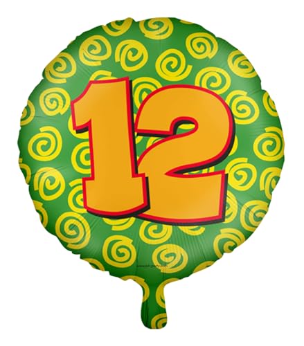 Folienballons * Zahlen 1-100 * als Deko für Kindergeburtstag, Geburtstag und Party | Ø46cm, für Luft + Helium | Happy Birthday Luftballons Ballons, Edition: 12. Geburtstag von Carpeta
