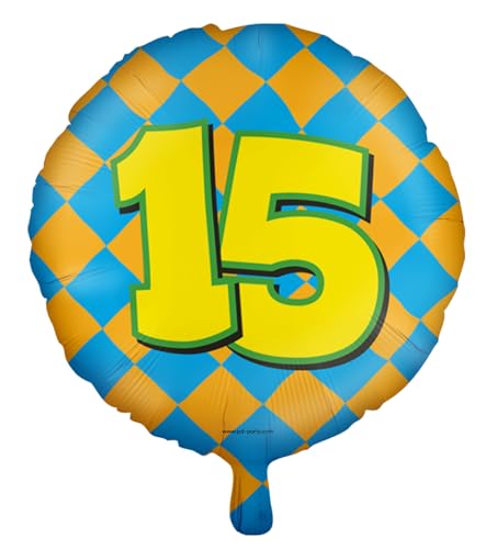 Folienballons * Zahlen 1-100 * als Deko für Kindergeburtstag, Geburtstag und Party | Ø46cm, für Luft + Helium | Happy Birthday Luftballons Ballons, Edition: 15. Geburtstag von Carpeta