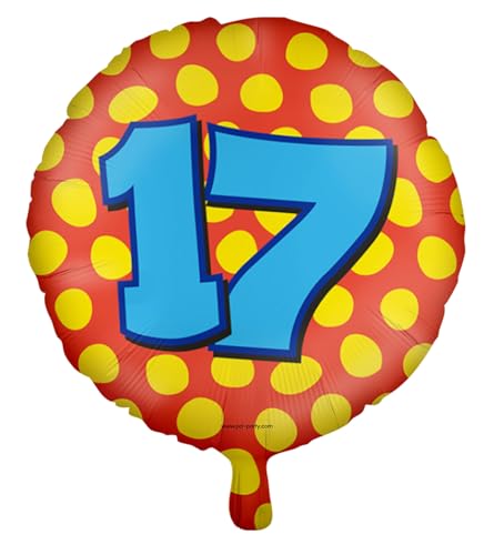 Folienballons * Zahlen 1-100 * als Deko für Kindergeburtstag, Geburtstag und Party | Ø46cm, für Luft + Helium | Happy Birthday Luftballons Ballons, Edition: 17. Geburtstag von Carpeta