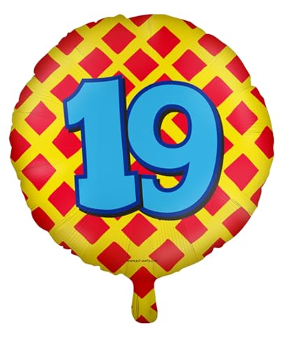 Folienballons * Zahlen 1-100 * als Deko für Kindergeburtstag, Geburtstag und Party | Ø46cm, für Luft + Helium | Happy Birthday Luftballons Ballons, Edition: 19. Geburtstag von Carpeta