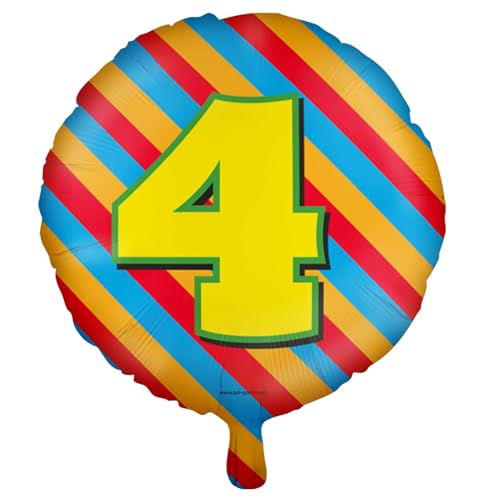 Folienballons * Zahlen 1-100 * als Deko für Kindergeburtstag, Geburtstag und Party | Ø46cm, für Luft + Helium | Happy Birthday Luftballons Ballons, Edition: 4. Geburtstag von Carpeta