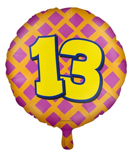 Folienballons * Zahlen 1-100 * als Deko für Kindergeburtstag, Geburtstag und Party | Ø46cm, für Luft + Helium | Happy Birthday Luftballons Ballons, Edition: 13. Geburtstag von Carpeta