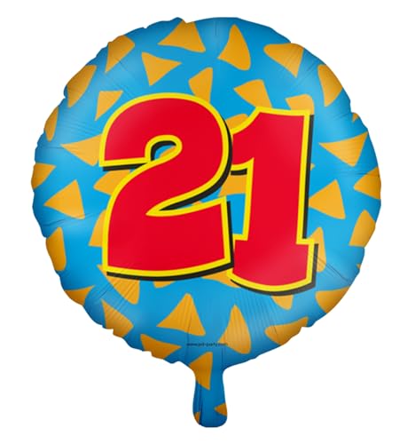 Folienballons * Zahlen 1-100 * als Deko für Kindergeburtstag, Geburtstag und Party | Ø46cm, für Luft + Helium | Happy Birthday Luftballons Ballons, Edition: 21. Geburtstag von Carpeta