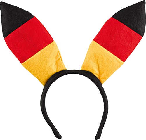CARPETA Haarreif * Hasenohren in Deutschland-Farben * als Verkleidung für zu WM 2018 und Fussball-Mottoparty // tolle Verkleidung für eine lustige Motto-Party // Accessoire Tiara Reif von Carpeta
