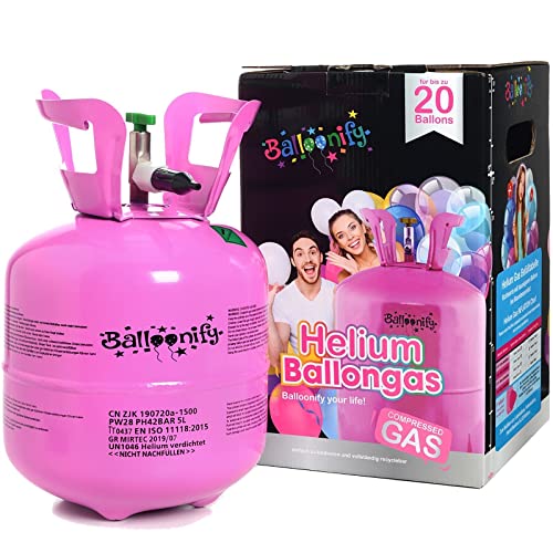 Helium Ballongas + Herz Folienballons + Ballonband | 20er Heliumflasche + Knickventil + 8 Ballonherzen + 10m Band | Luftballon Herzen Geburtstag Party Hochzeit, Edition: Set mit Rosa Herzballons von Carpeta