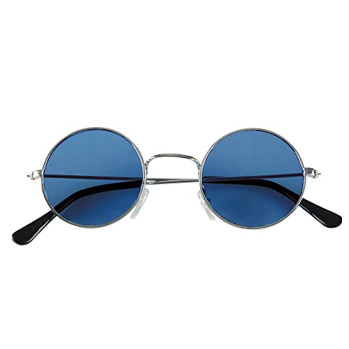 Hippie John Brille als Partybrille | mit blauen oder anthraziten Gläser | Verkleidung Lennon Elton Spaßbrille Karneval Fasching, Farbe: Blau von Carpeta