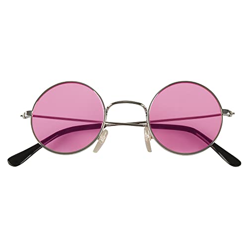Hippie John Brille als Partybrille | mit blauen oder anthraziten Gläser | Verkleidung Lennon Elton Spaßbrille Karneval Fasching, Farbe: Rosa von Carpeta