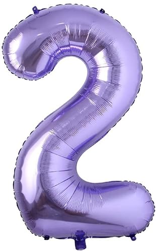 Lila Folienballons Zahl 0 bis 9 als Deko für Geburtstag und Party | 80cm groß | Violett Flieder Lilac Lavendel Zahlen Kindergeburtstag Partydeko Folienballon Ballon Luftballon, Edition: 2. Geburtstag von Carpeta