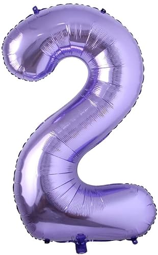 Lila Folienballons Zahl 0 bis 9 als Deko für Geburtstag und Party | 80cm groß | Violett Flieder Lilac Lavendel Zahlen Kindergeburtstag Partydeko Folienballon Ballon Luftballon, Edition: 2. Geburtstag von Carpeta