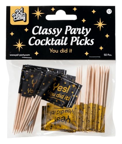 Partydeko * 50 PARTYPICKER * für Abitur & ABSCHLUSS | Motto: Yes You did it! | Abi 2025 Feier Party Abschlussfeier Partydeko Dekoration, Stil: 50 Käse-Picker von Carpeta