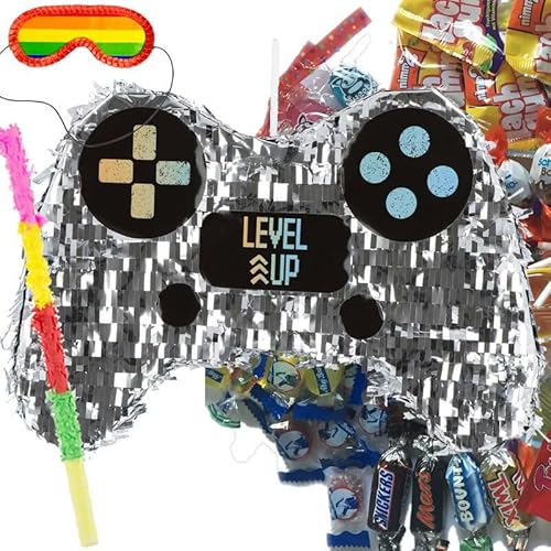 Pinata * GAMEPAD * mit/ohne Süßigkeiten, Brille und Stock | Spiel und Deko für Kindergeburtstag, Party und Hochzeit | Größe: 45x30x10cm | Piñata Geburtstag, Edition: Pinata mit Süssigkeiten von Carpeta