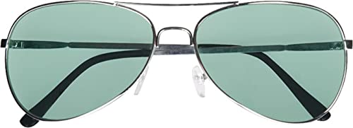 Retro Pilotenbrille als klassische Fliegerbrille | mit grünen, roten oder anthraziten Gläser | Partybrille Verkleidung Pilot Brille, Farbe: Grün von Carpeta