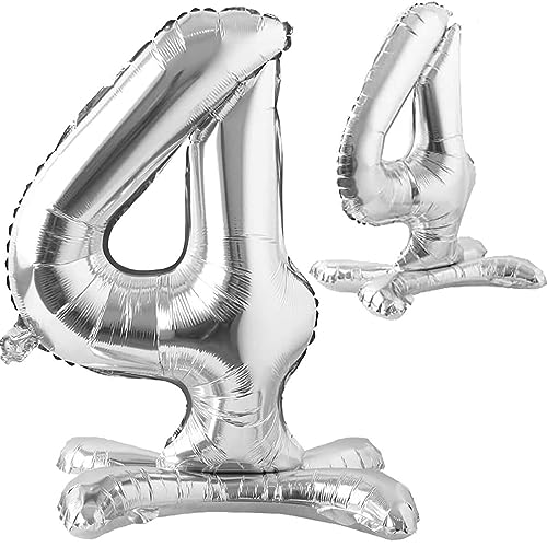 Stehende Luftballons * Zahlen 0 bis 9 * in Gold + Silber + Rosegold | 86cm groß; kein Helium nötig | Stehballons Geburtstag Deko Zahl Party Kindergeburtstag Partydeko, Farbe: Zahl 4 Silber Stehende Luftballons * Zahlen 0 bis 9 * in Gold + Silber + Rosegold | 86cm groß; kein Helium nötig | Stehballons Geburtstag Deko Zahl Party Kindergeburtstag Partydeko, Farbe: Zahl 4 Silber von Carpeta