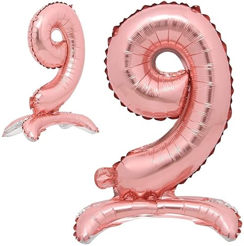 Stehende Luftballons * Zahlen 0 bis 9 * in Gold + Silber + Rosegold | 86cm groß; kein Helium nötig | Stehballons Geburtstag Deko Zahl Party Kindergeburtstag Partydeko, Farbe: Zahl 9 Rosegold Stehende Luftballons * Zahlen 0 bis 9 * in Gold + Silber + Rosegold | 86cm groß; kein Helium nötig | Stehballons Geburtstag Deko Zahl Party Kindergeburtstag Partydeko, Farbe: Zahl 9 Rosegold von Carpeta
