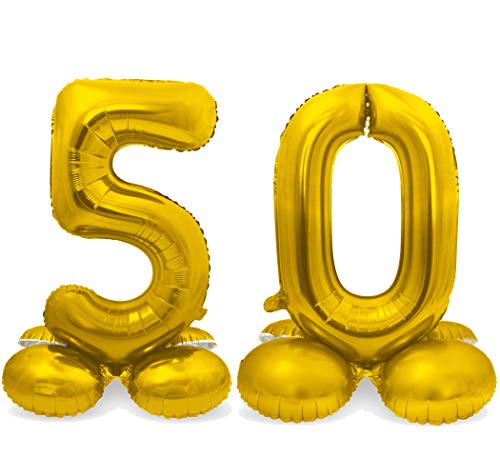 Stehende XXL-Folienballon-Set Zahl 50 in Gold als Deko für Geburtstag, Party, Jubiläum und Goldene Hochzeit | Höhe: 72cm mit Basis | kein Ballongas notwenig | Zahlen Ballon Dekoration Folienballons Stehende XXL-Folienballon-Set Zahl 50 in Gold als Deko für Geburtstag, Party, Jubiläum und Goldene Hochzeit | Höhe: 72cm mit Basis | kein Ballongas notwenig | Zahlen Ballon Dekoration Folienballons von Carpeta