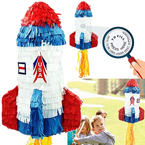 XL-Pinata * Space * als Schlag- und Zugpinata für Kindergeburtstag | Größe: 40x24x24cm | Piñata für 20 Kinder | Rakete Weltraum Astronat Geburtstag Party Spiele von Carpeta