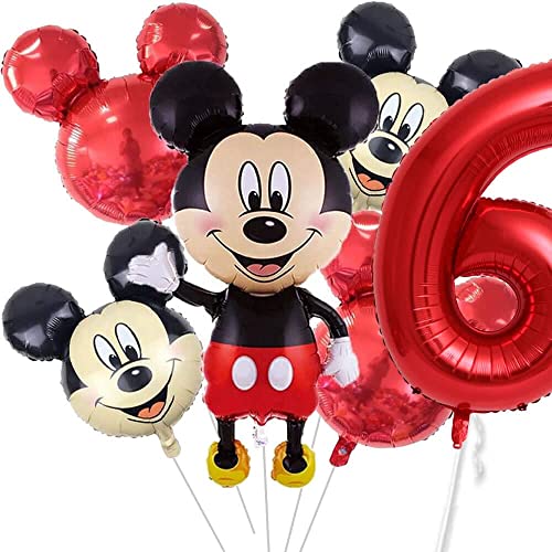 XXL-Ballon-Set * Mickey Mouse * als Deko für Kindergeburtstag und Mottoparty | mit Zahlen von 1 bis 19 | Micky Maus Geburtstag Party Kinder Ballondeko Partydeko, Edition: 6. Geburtstag von Carpeta
