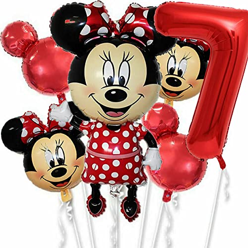 XXL-Ballon-Set * Minnie Mouse * als Deko für Kindergeburtstag und Mottoparty | mit Zahlen von 1 bis 19 | Maus Geburtstag Party Kinder Ballondeko Partydeko, Edition: 7. Geburtstag von Carpeta