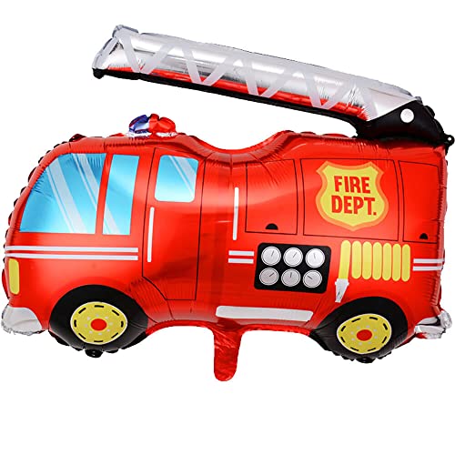 XXL Folienballon * FAHRZEUGE * als Geschenk oder Deko für Mottoparty | Polizeiauto Radlader Feuerwehrauto Trecker Bagger Truck | Kinder Geburtstag Partydeko, Edition: Feuerwehrauto, 85x79cm von Carpeta