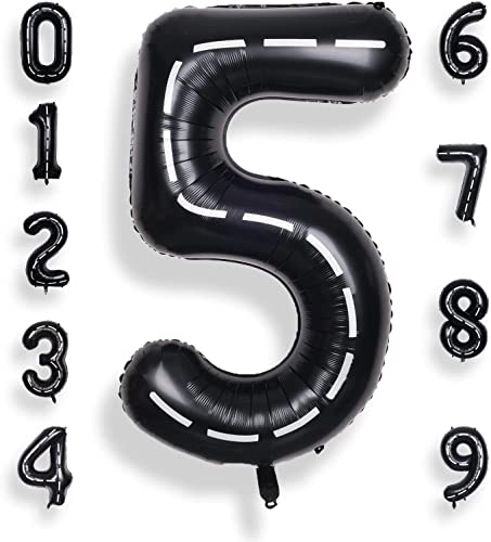 XXL Folienballons * RACING * Zahl 0 bis 9 als Deko für Geburtstag und Party | 100cm groß | Schwarze Zahlen Cars Autos Kindergeburtstag Partydeko Ballon Luftballon Helium, Edition: 5. Geburtstag von Carpeta