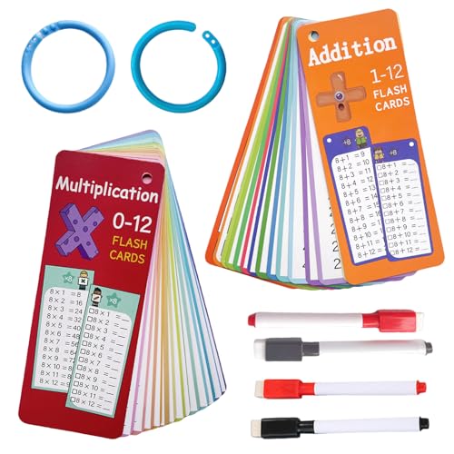 1x1 Lernen Spiel,30 Blatt Einmal Eins Kinder Lernen,1 Mal 1 Lernen Karten mit 2 Markern und 1 Ring,Tragbar Einmaleins Karten,für Kinder Ab 3 Jahren Zum Erlernen des Rechnens von Carreneu