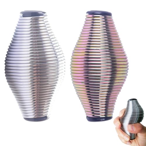 2 Artikel Frühlingsspielzeug Rainbow Metall Feder,Fidget Toys Anti Stress Spielzeug Erwachsene,Spring Hand Grip Strengthener,Fidget zur Sensorischen Entspannung Zum Stressabbau，Helles Silber + Bunt von Carreneu