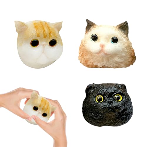 3 Stück Squishy Katze,Cat Squeeze Toys,Süße Squeeze Spielzeug Katze,Stressabbau Weiche Quetschspielzeuge,Weiche Katze,Weiche Katzengeschenke zur Sensorischen Stimulation und Entspannung von Carreneu