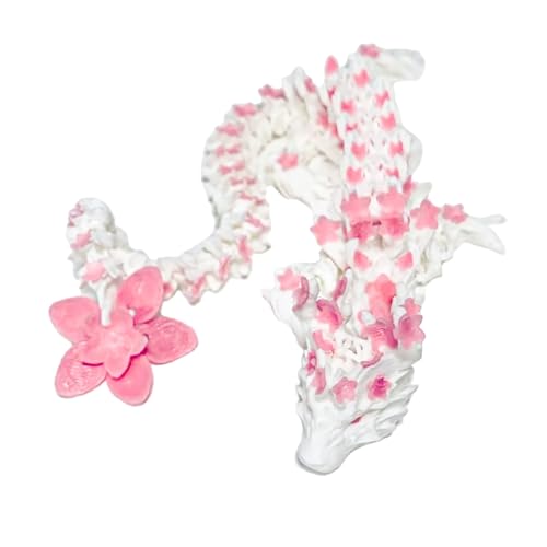 Carreneu 3D Drache Mystische Drachen Fidget Drache Spielzeug Drache 3D Gedruckter Drache Mystischer Drache Zappelspielzeug Geeignet für Familienschlafzimmer Wohnzimmer Kinder (Rosa und Weiß) von Carreneu