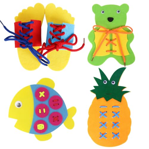 Carreneu 4 Stück Schleife Binden Lernen Kinder,Schleifen Binden Lernen,Schuhe Binden Lernen,Früh Schleife Lernen,Schleife Üben für Hause,Kindergarten,Schule Erziehen Usw von Carreneu