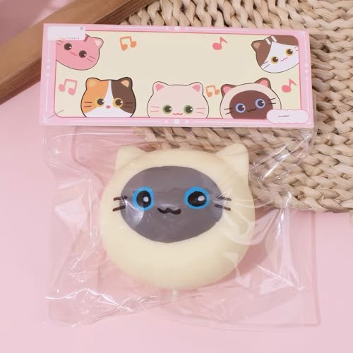 Cat Squeeze Toys,7*7cm Süße Cat Squishies Squeeze Toys,Tragbar Squishy Katze,Cartoon-Katzen-Quetschspielzeug,Weich und Bequem,Geeignet zum Entspannen von Ängsten und zum Stressabbau von Carreneu