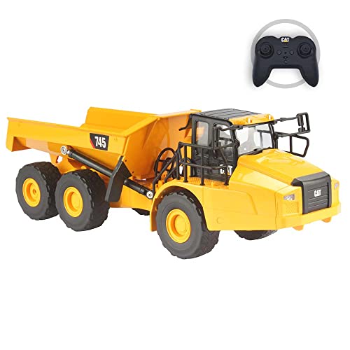 Carrera RC 1:24 CAT 745 Articulated Truck I RC Baustellenfahrzeug für Kinder & Erwachsene, Jungs & Mädchen I Authentische CAT-Lizenz & Originalgetreue Darstellung I Mit LED-Beleuchtung & Sound von Carrera