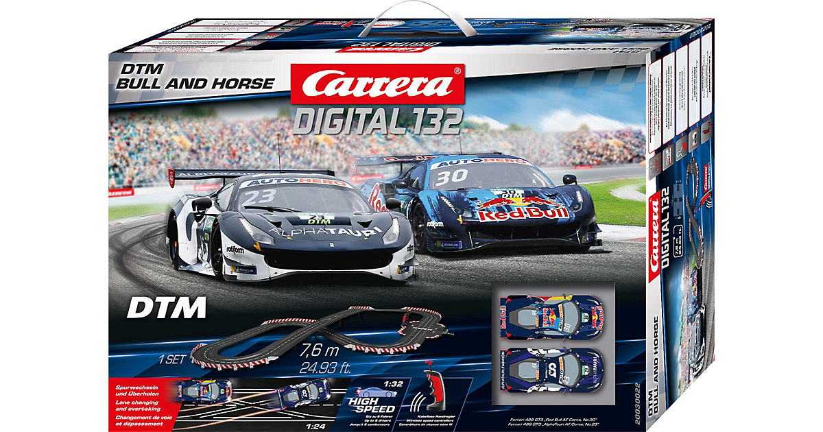 CARRERA DIGITAL 132 - DTM Bull and Horse Autorennbahn mit Ferrari 488 GT3 „Red Bull AF Corse, No.30“ und Ferrari 488 GT3 „AlphaTauri AF Corse, No.23“ CARRERA DIGITAL 132 - DTM Bull and Horse Autorennbahn mit Ferrari 488 GT3 „Red Bull AF Corse, No.30“ und Ferrari 488 GT3 „AlphaTauri AF Corse, No.23“ von Carrera