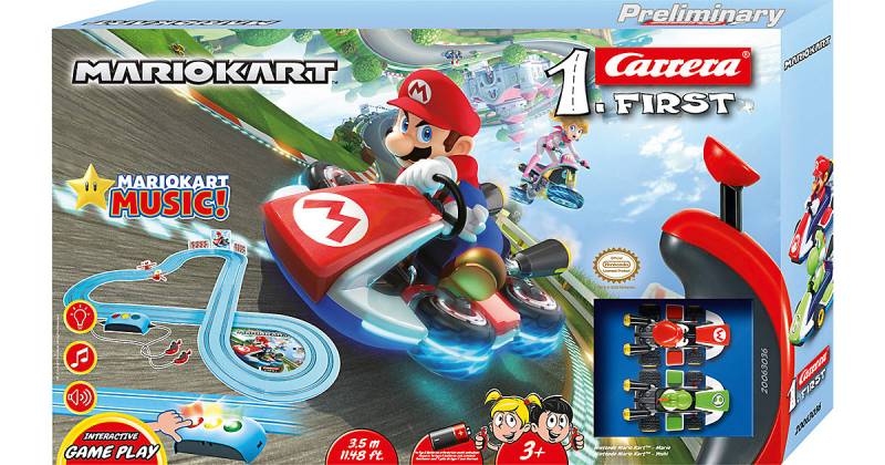 CARRERA FIRST - Nintendo Mario Kart - Royal Raceway Autorennbahn Kinder ab 3 Jahren mit Mario und Yoshi, mit interaktiven Spielfunktionen, Musik, Sound- und Lichteffekten  Kinder von Carrera