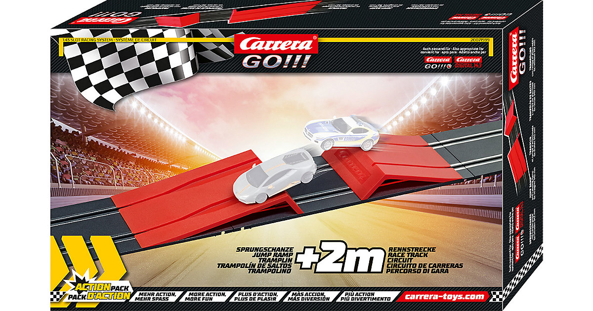 CARRERA GO!!! - Action Pack Sprungschanze mit 2m Schienenteilen, Autorennbahn Zubehör von Carrera