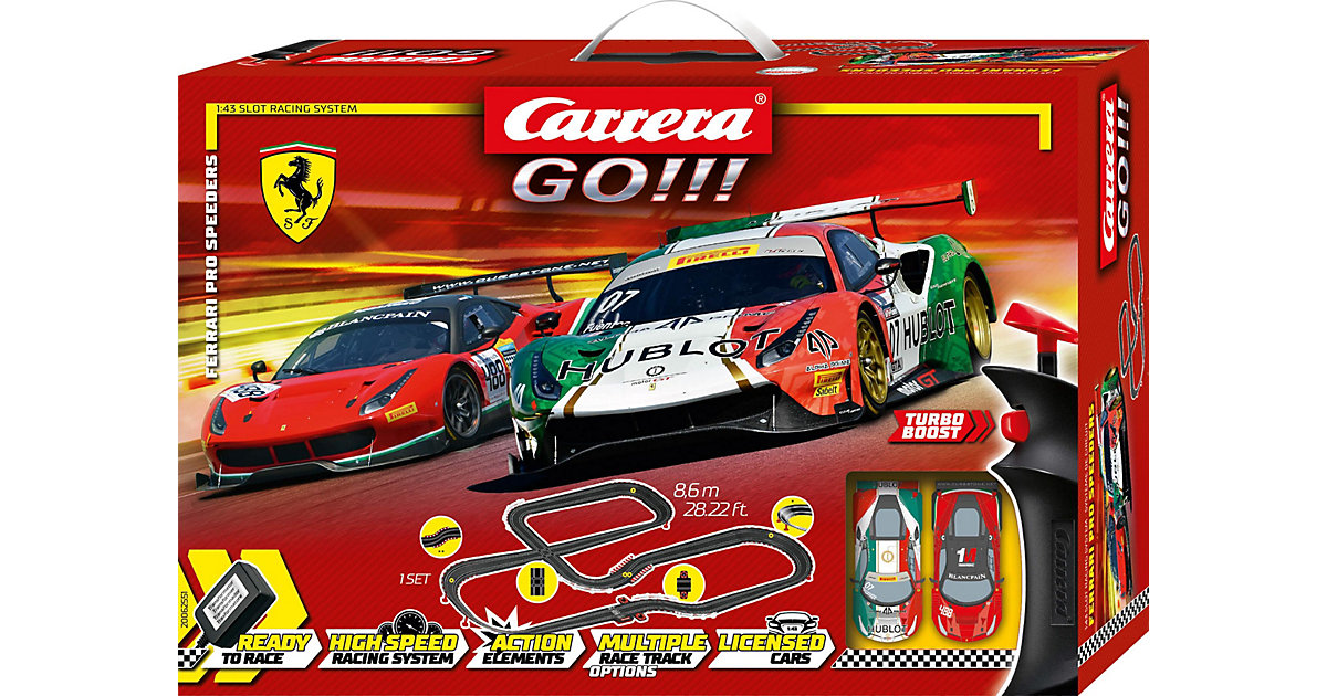 "CARRERA GO!!! - Ferrari Pro Speeders Autorennbahn mit Ferrari 488 GT3 „Squadra Corse Garage Italia, No.7"" und Ferrari 488 GT3 „AF Corse, No.488""" von Carrera
