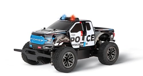 Carrera RC Ford F-150 Raptor Police I 2,4GHz I Original Lizenz I LED Polizeilicht I High-Speed bis zu 25km/h I Digital proportionales Fahren und Lenken I Vollgefedertes Fahrzeug I LiFePo4 Akku von Carrera