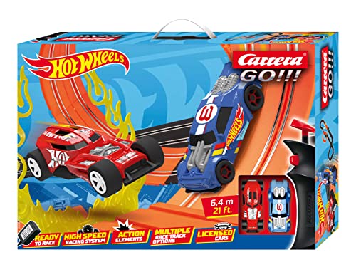 Carrera GO 20062553UK Hot Wheels 6.4 - GO Slot Rennbahn mit UK-Stecker, für Kinder ab 6 Jahren und Erwachsene, Maßstab 1:43, 6,4 Meter, mit Hot Wheels - Night Shifter & Hot Wheels - HW50 Concept von Carrera