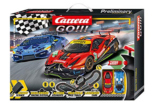 Carrera GO Race the Track Rennstrecken-Set | 6,2m elektrische Rennbahn mit Lamborghini Huracán GT3 & Ferrari 488 GT3 | mit 2 Handreglern & Streckenteilen | Für Kinder ab 6 Jahren & Erwachsene,20062526 von Carrera