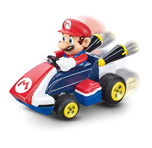 Carrera Mini RC Mario Kart mit Mario I Ferngesteuertes Auto ab 6 Jahren für drinnen & draußen I Mini Mario Kart Auto mit Fernbedienung zum Mitnehmen I Spielzeug für Kinder & Erwachsene von Carrera