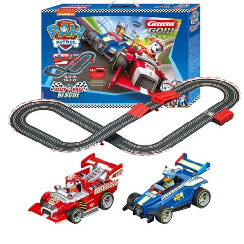 Carrera GO!!! Paw Patrol - Ready Race Rescue Rennbahn-Set I Rennbahnen und lizensierte Slotcars | bis zu 2 Spieler | Für Jungs und Mädchen ab 6 Jahren & Erwachsene von Carrera