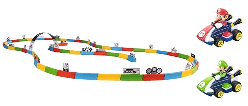 Carrera RC Fahrzeug Mario Kart Tabletop Racing Set | RC-Karts von Mario & Luigi – 6,2 cm mit 2,4-GHz-Steuerung, Streckenelementen & Deko | Bis 5 km/h | Für Kinder ab 6 Jahren – Ready to Run Carrera RC Fahrzeug Mario Kart Tabletop Racing Set | RC-Karts von Mario & Luigi – 6,2 cm mit 2,4-GHz-Steuerung, Streckenelementen & Deko | Bis 5 km/h | Für Kinder ab 6 Jahren – Ready to Run von Carrera