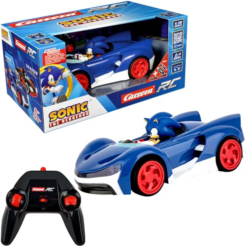 Carrera RC Team Sonic Racing - Sonic | Ferngesteuertes Auto | Rennboliden mit LED-Scheinwerfer | 27 cm Länge | Ab 6 Jahren | LiFePo4 Akku | Ready-to-Run | 20 min. Fahrzeit von Carrera