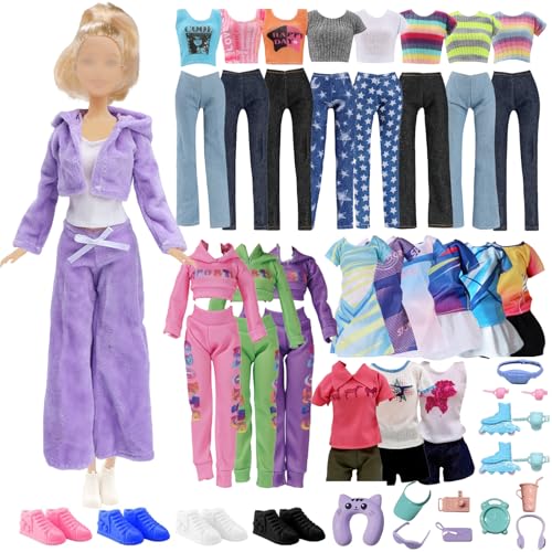 32 PCS Puppe Kleidung und Zubehör, 2 Kapuzen-Sweatshirt 4 T-Shirt 4 Lange Hosen 1 Shorts 2 Kleid 4 Flats 15 Sport Accessoires Kompatibel mit Barbie 11,5 Zoll Mädchen Geburtstag Geschenk, in Random 32 PCS Puppe Kleidung und Zubehör, 2 Kapuzen-Sweatshirt 4 T-Shirt 4 Lange Hosen 1 Shorts 2 Kleid 4 Flats 15 Sport Accessoires Kompatibel mit Barbie 11,5 Zoll Mädchen Geburtstag Geschenk, in Random von Carreuty