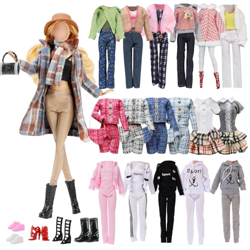14 Stück Puppenkleidung und Zubehör für 29,2 cm große Puppe, inklusive 1 karierter Mantel, 1 Winterset, 1 Sport-Outfit, 1 Kleid, 2 Taschen, 5 Schuhe, 1 Hut, 1 Schal, zufällig, für Mädchen 14 Stück Puppenkleidung und Zubehör für 29,2 cm große Puppe, inklusive 1 karierter Mantel, 1 Winterset, 1 Sport-Outfit, 1 Kleid, 2 Taschen, 5 Schuhe, 1 Hut, 1 Schal, zufällig, für Mädchen von Carreuty