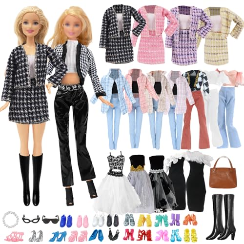 16 Puppenkleider-Set, kompatibel mit Barbie-Puppe, 3 stilvolle Karomantel, 2 Partykleider, 1 kurzärmelige Hose, 1 Tasche, 1 Halszubehör, 2 Brillen, 1 Stiefel, 5 Schuhe für 29,8 cm Puppen, Mädchen, 16 Puppenkleider-Set, kompatibel mit Barbie-Puppe, 3 stilvolle Karomantel, 2 Partykleider, 1 kurzärmelige Hose, 1 Tasche, 1 Halszubehör, 2 Brillen, 1 Stiefel, 5 Schuhe für 29,8 cm Puppen, Mädchen, von Carreuty